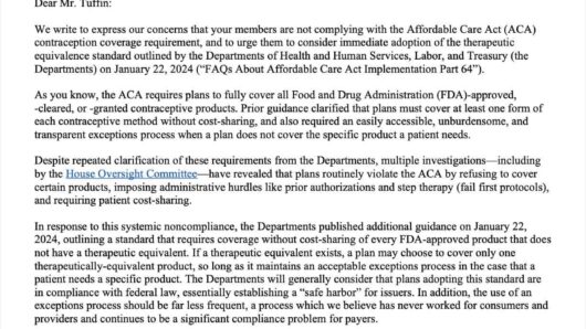 Dem Women’s Caucus Leads House and Senate Democrats in Demanding Health Insurers Fully Cover Birth Control, As Required by the ACA