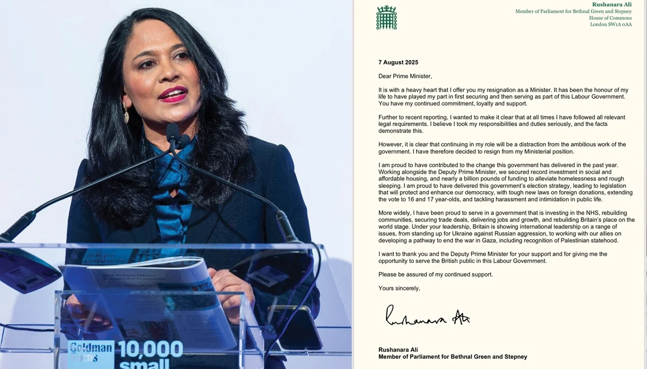 সমালোচনার মুখে ব্রিটিশ মন্ত্রীসভা থেকে রুশনারার পদত্যাগ