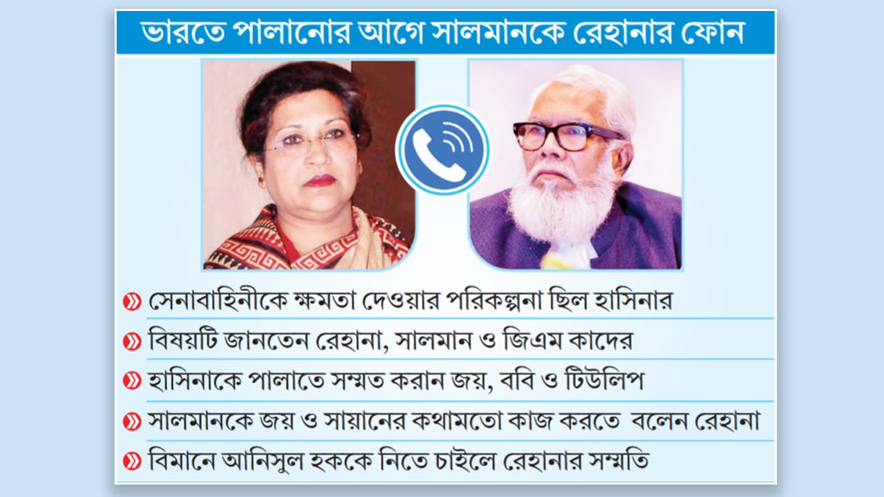 ভারতে পালানোর আগে সালমানকে রেহানার ফোন : ‘মার্শাল ল জারি করছে না কেন’
