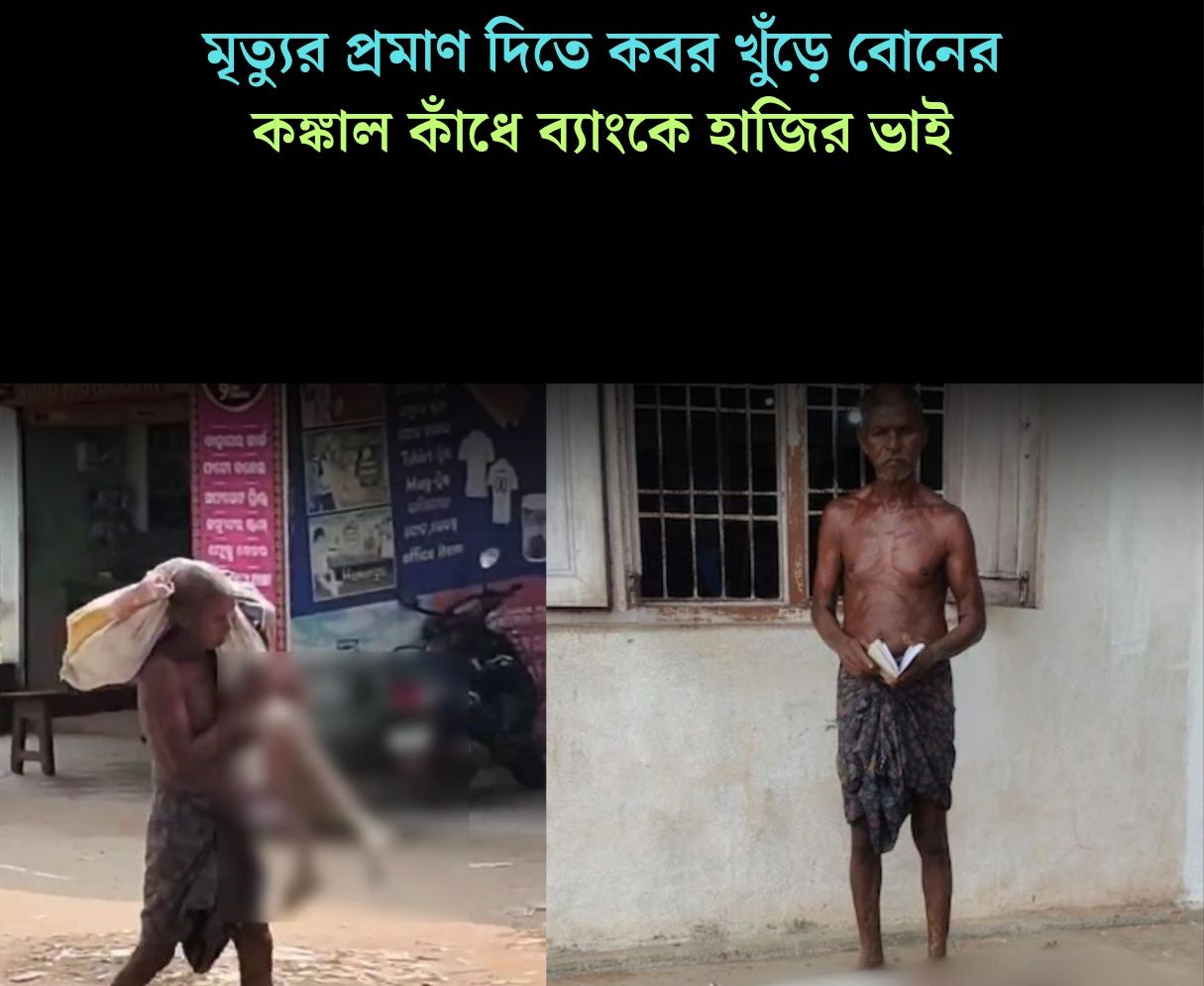 মৃত্যুর প্রমাণ দিতে কবর খুঁড়ে বোনের কঙ্কাল কাঁধে ব্যাংকে হাজির ভাই